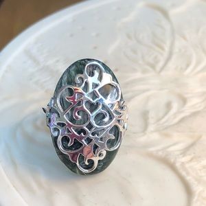 Green Seraphinite Sterling Silver Ring Sz 8